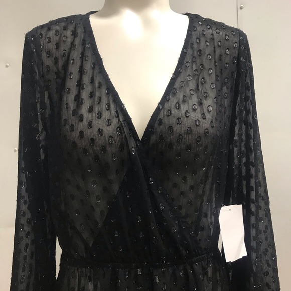 Chelsea28 Metallic Clip Dot Long Sleeve Maxi Dress - Picture 3 of 8